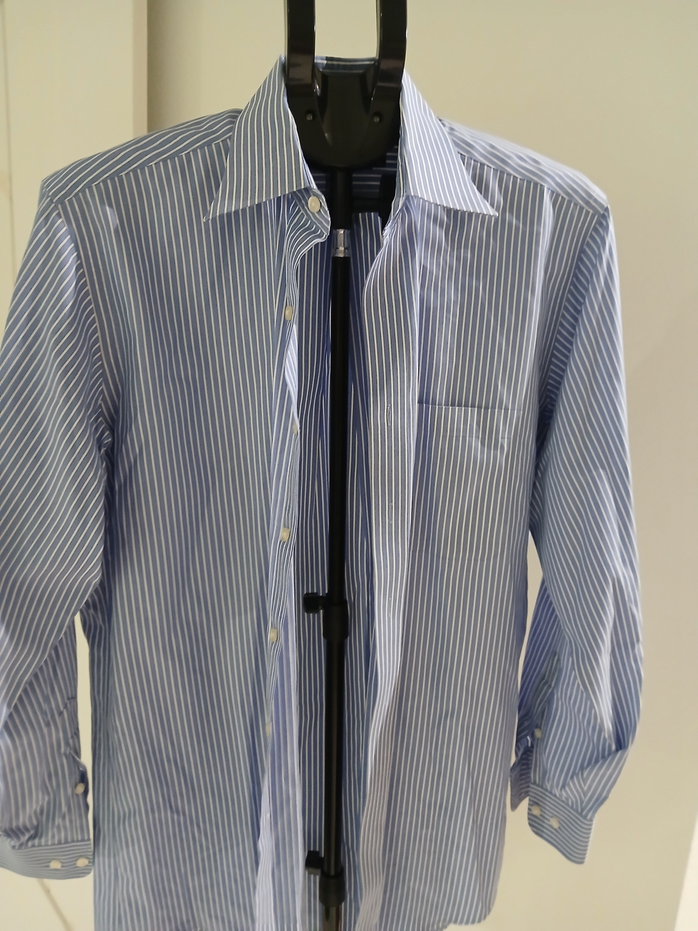 Kirkland Signature Light Blue and White Pinstripe Dress Shirt